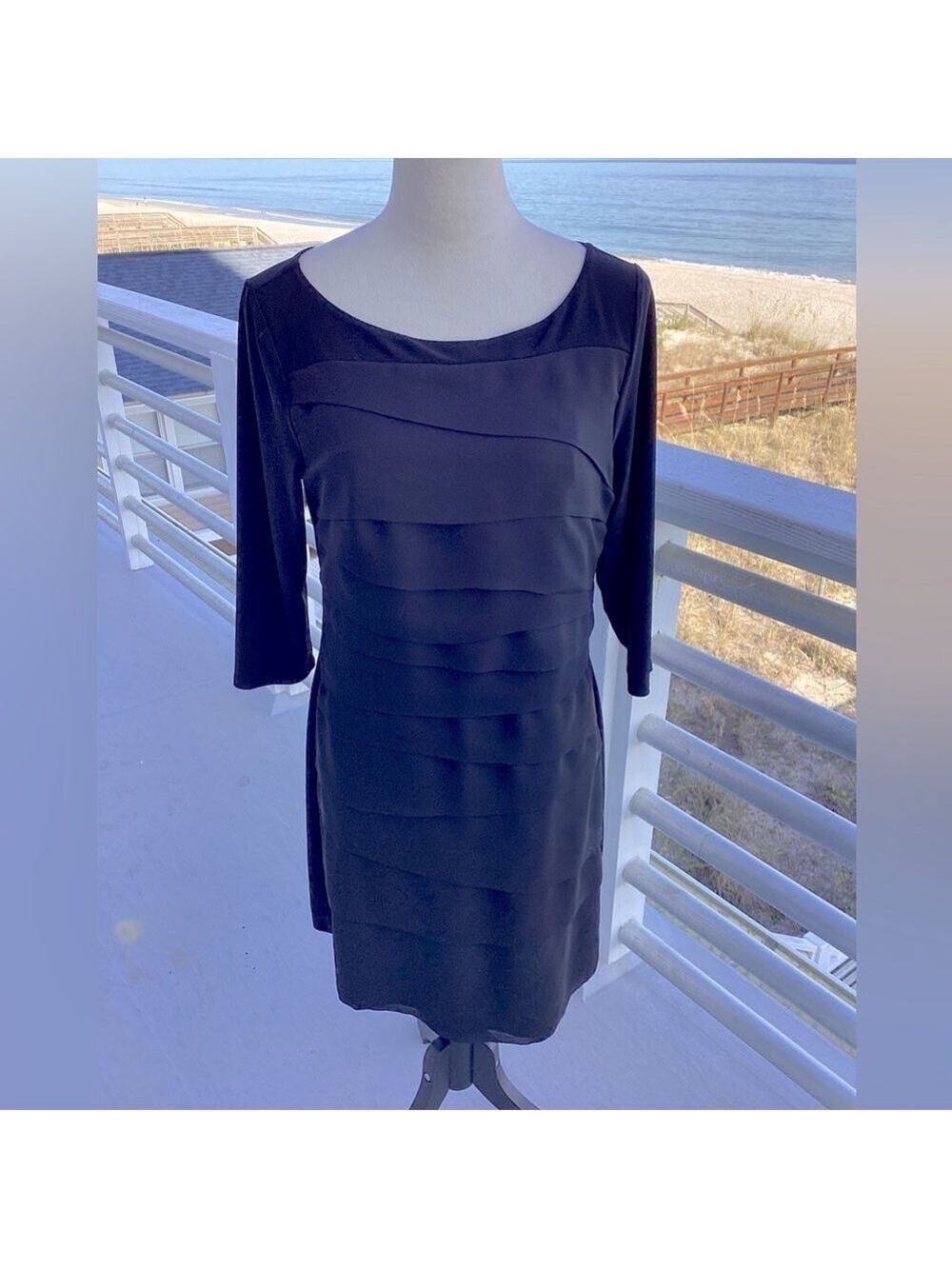 WHBM classic black scoop neck dress